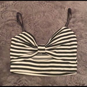 Black & white striped cutout bralette